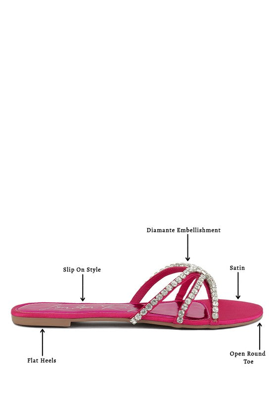 Mezzie Dimante Strap Flat Sandals - Tigbuls Variety Fashion
