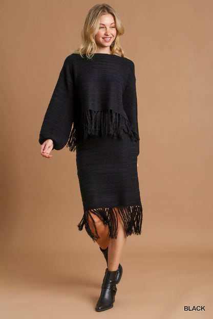 Umgee Crochet Knit Crop Top with Frey Hem - Tigbul's Variety Fashion Shop