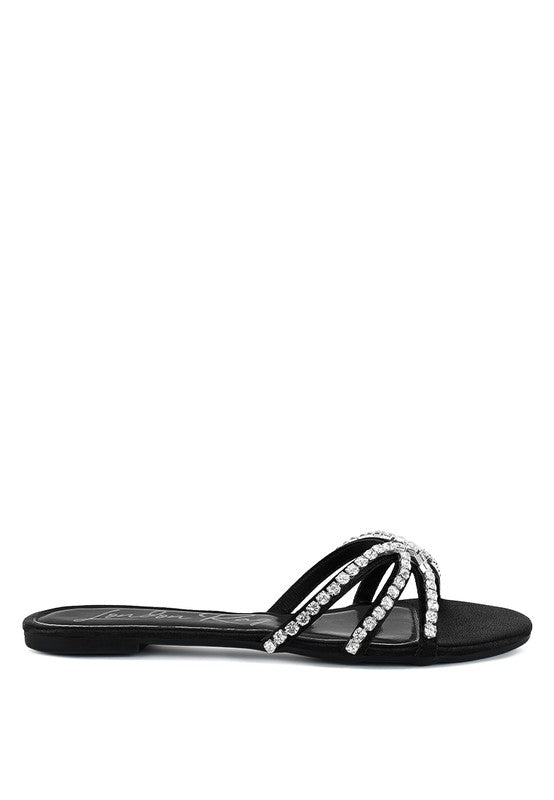 Mezzie Dimante Strap Flat Sandals - Tigbuls Variety Fashion