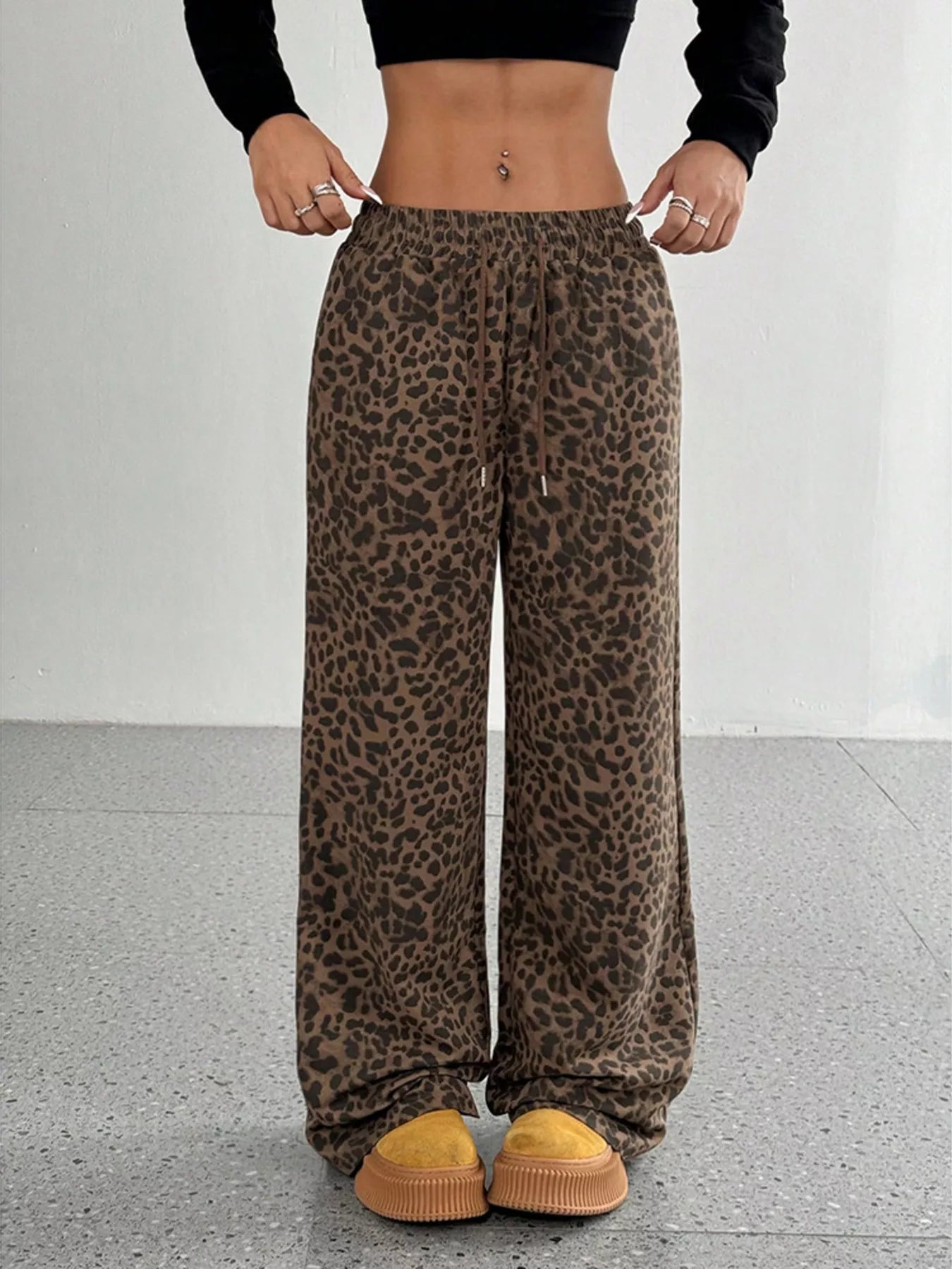 Full Size Leopard Print Wide Leg Pants Plus Size - Tigbul's Variety Fashion Shop