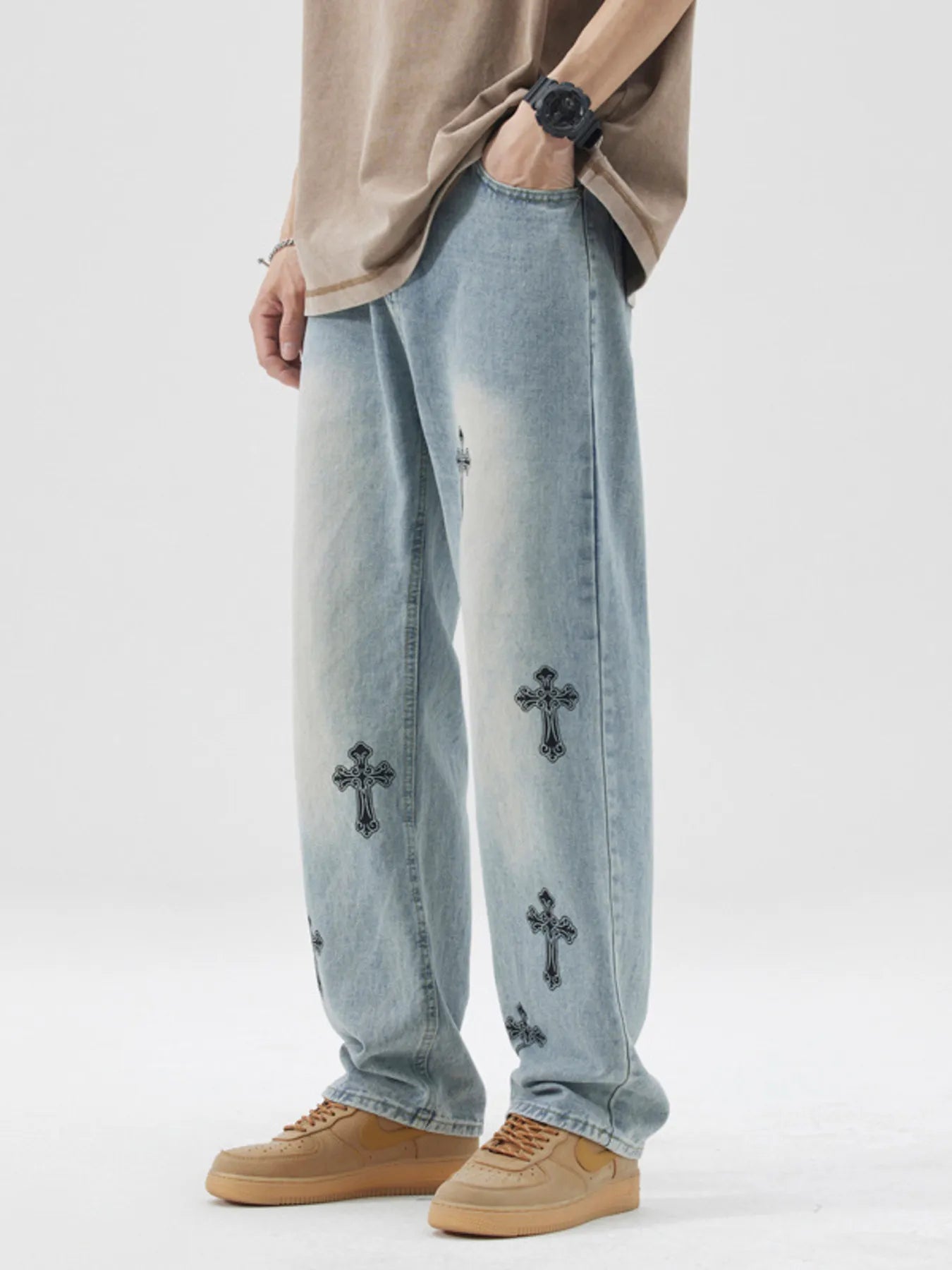 Men's Full Size Cross Wide Leg Jeans Plus Size - Tigbul's Variety Fashion Shop