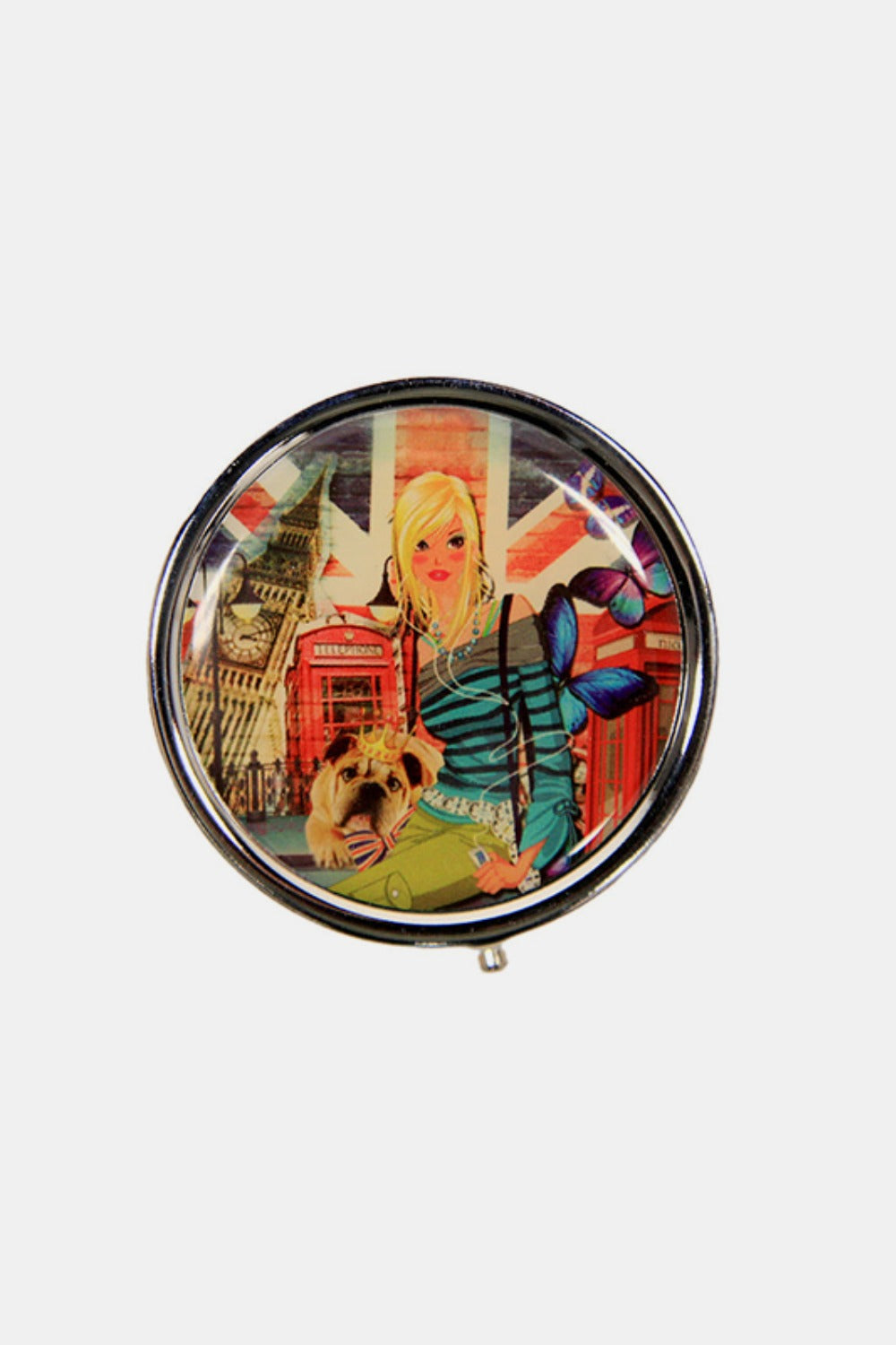 Nicole Lee USA Print Metallic Circular Small Pill Case - Tigbul's Variety Fashion Shop