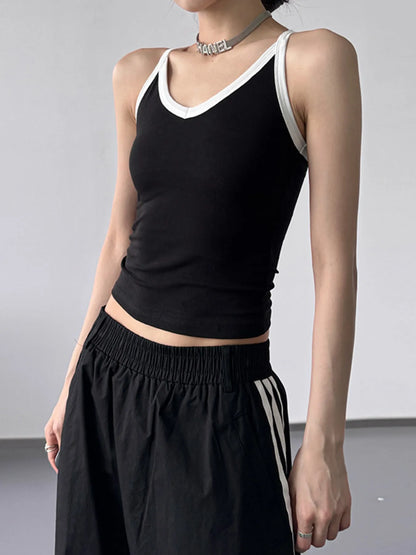 Contrast Trim Cami Top - Tigbul's Variety Fashion Shop