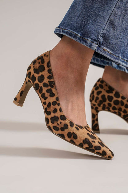 Brown Leopard Faux Suede Leopard Point Toe Pumps - Tigbul's Variety Fashion Shop