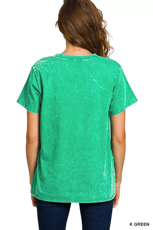 Zenana Washed Short Sleeve T-Shirt - Tigbul's Variety Fashion Shop