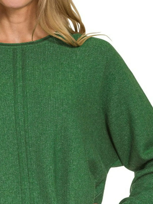 Zenana Viscose Front Seam Round-Neck Sweater - Tigbul's Variety Fashion Shop
