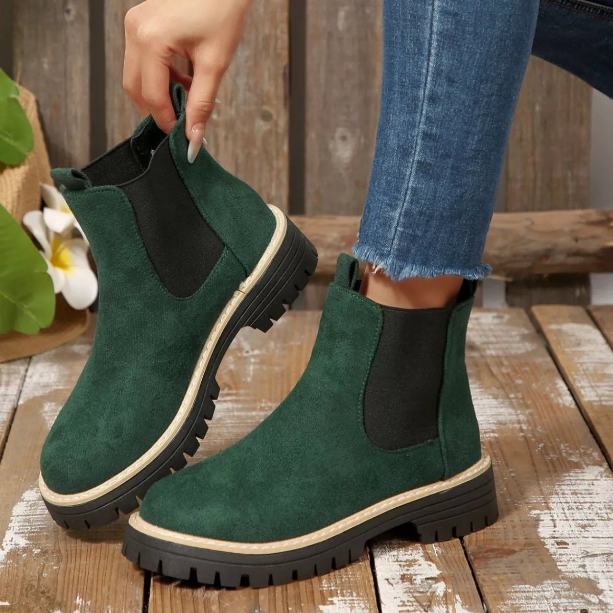 Round Toe Block Heels Boots - Tigbul's Variety Fashion Shop