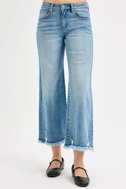 RISEN Full Size Mid Rise Crop Wide Leg Jeans Plus Size - Tigbul's Variety Fashion Shop