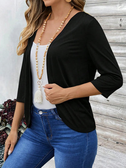 Open Front 3/4 Sleeves Cardigan - Tigbul's Variety Fashion Shop