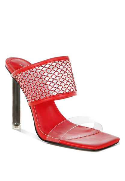 Salween Clear Embellished Square Toe Heels - Tigbul's Variety Fashion Shop