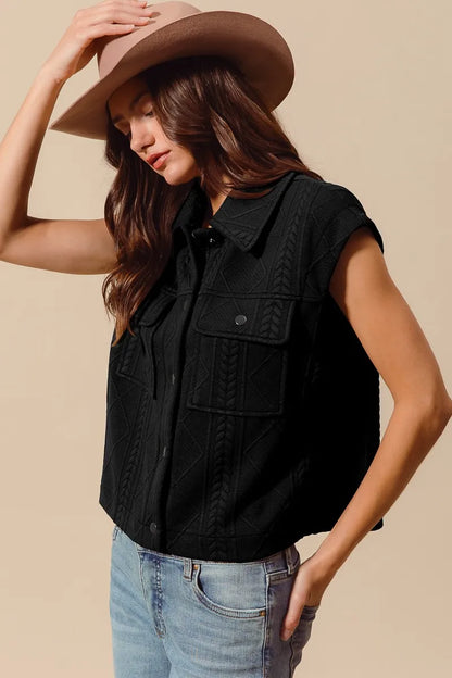 SO ME Cable Quilting Stitch Button Up Knit Vest - Tigbul's Variety Fashion Shop