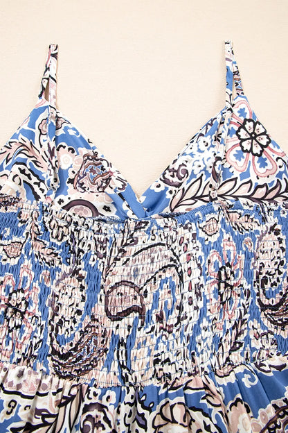 Paisley Print Twist Detail Smocked Back Spaghetti Straps Dress - Tigbul's Variety Fashion Shop