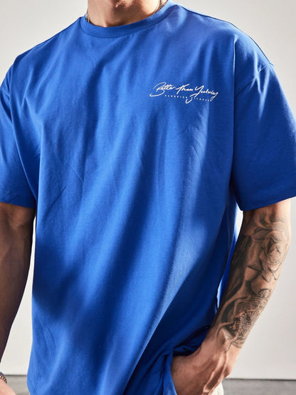 Men's Plus Size Letter Graphic Round Neck Half Sleeve T-Shirt - Tigbul's Variety Fashion Shop