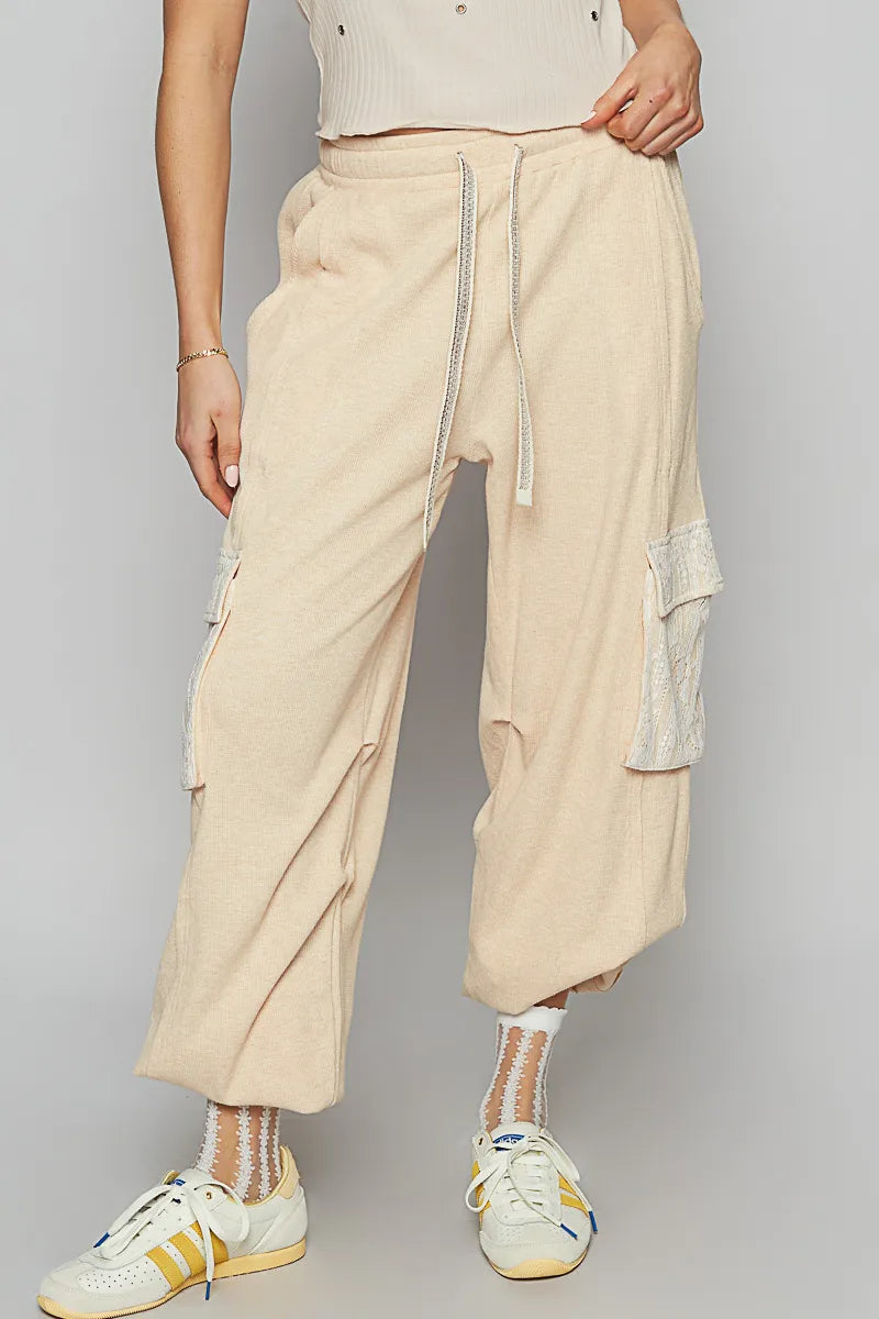 POL Drawstring Lace Pocket Patch Joggers - Tigbul's Variety Fashion Shop