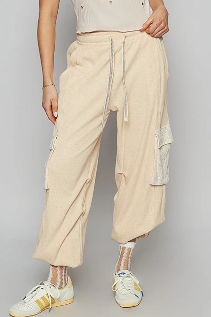 POL Drawstring Lace Pocket Patch Joggers - Tigbul's Variety Fashion Shop