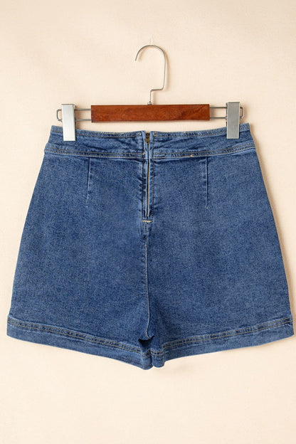 Asymmetrical Denim Skort with Pockets - Tigbul's Variety Fashion Shop