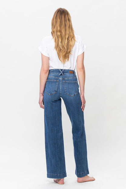 Judy Blue Full Size Double Button Wide Leg Jeans - Tigbul's Variety Fashion Shop