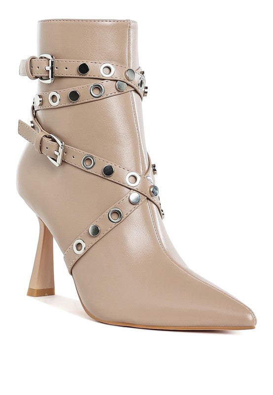 Jaunts Eyelets & Studs Harness Ankle Boots - Tigbul's Variety Fashion Shop