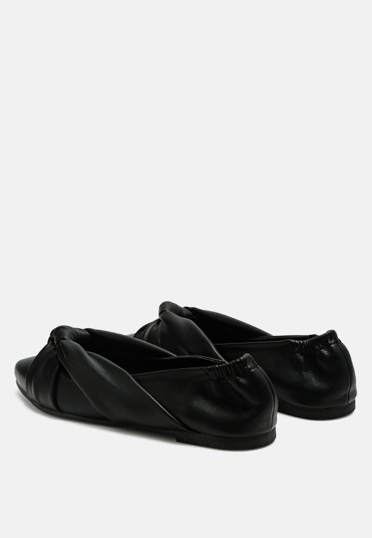 Norma Knot Detail Elasticated Ballet Flats - Tigbul's Variety Fashion Shop