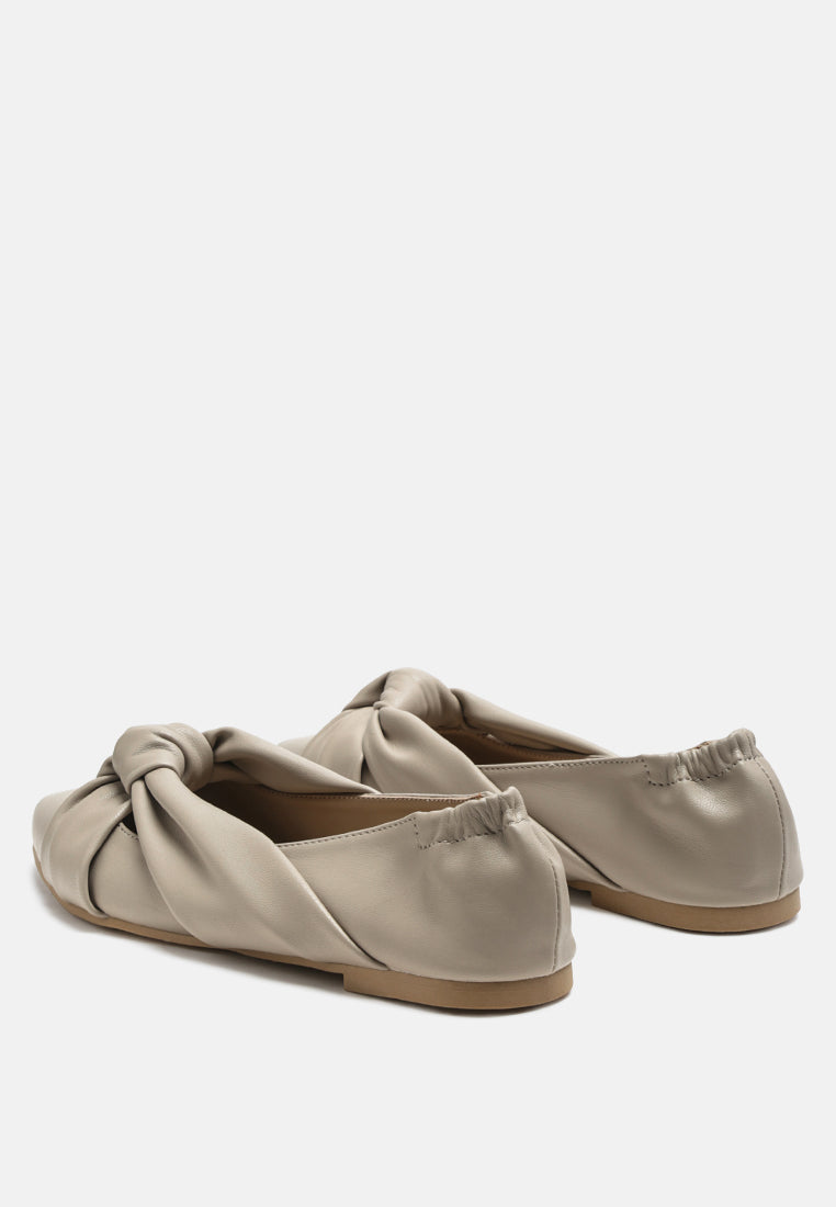 Norma Knot Detail Elasticated Ballet Flats - Tigbul's Variety Fashion Shop