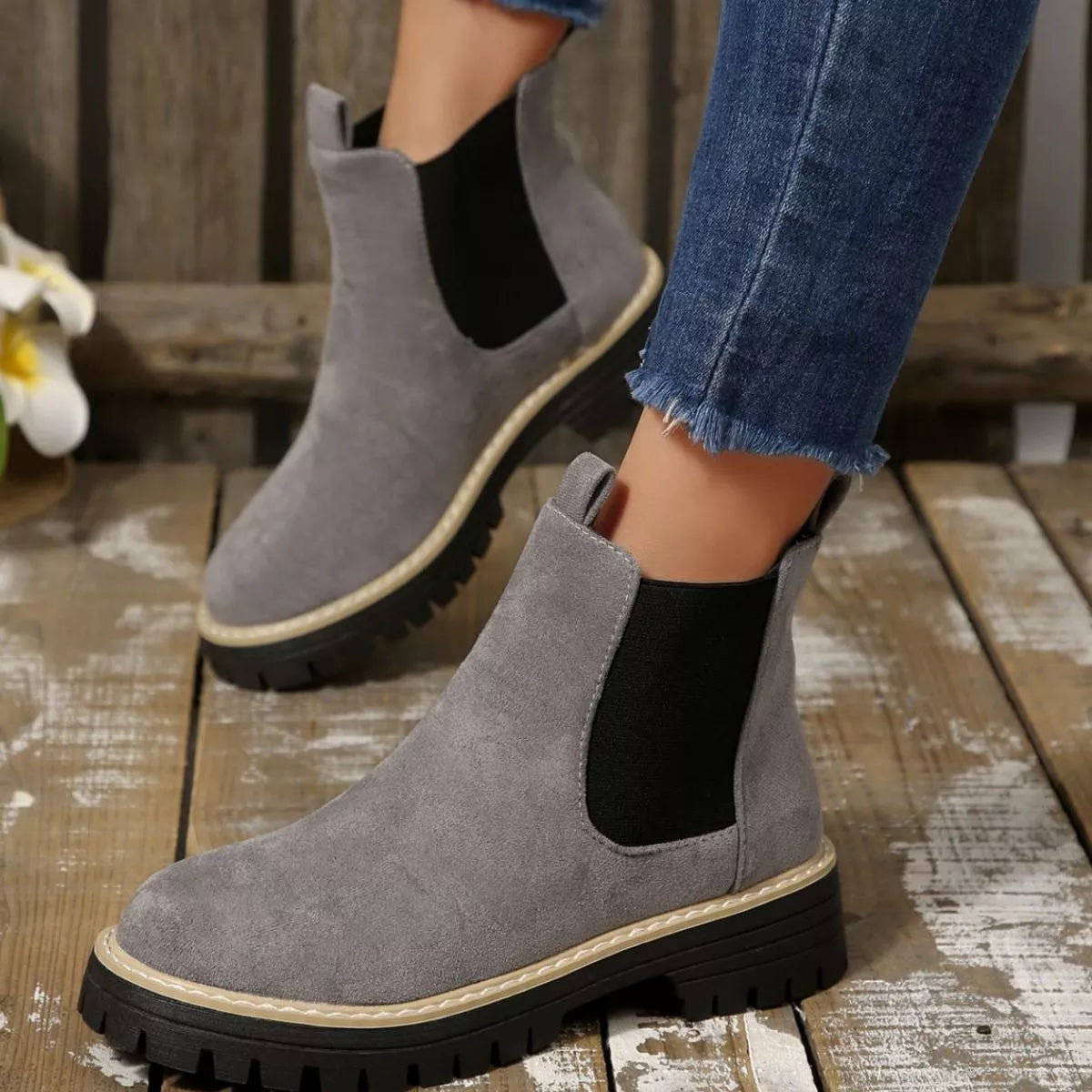 Round Toe Block Heels Boots - Tigbul's Variety Fashion Shop