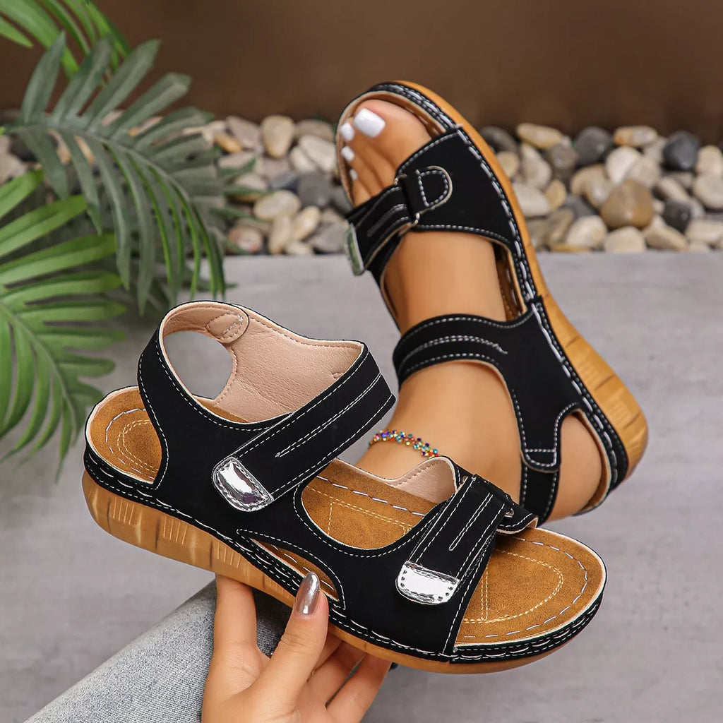 Open Toe Easy Strap Wedge Summer Sandals - Tigbul's Variety Fashion Shop