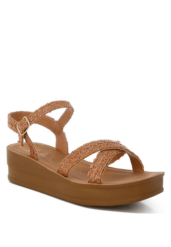 Sephone Woven Square Toe Wedges - Tigbul's Variety Fashion Shop