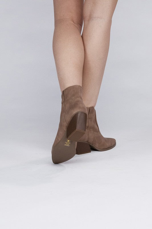 Side Zip Western Ankle Booties - Tigbuls Variety Fashion