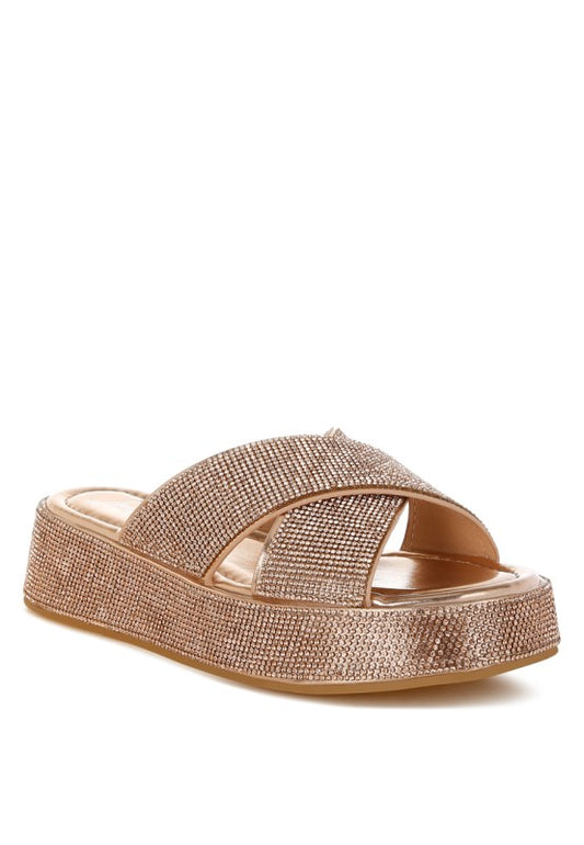 Adena Rhinestone Embellished Flatforms - Tigbul's Variety Fashion Shop