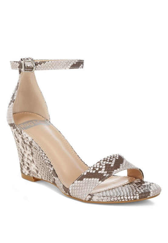 Kodor Snake Print Slim Wedge Heel Sandals - Tigbul's Variety Fashion Shop