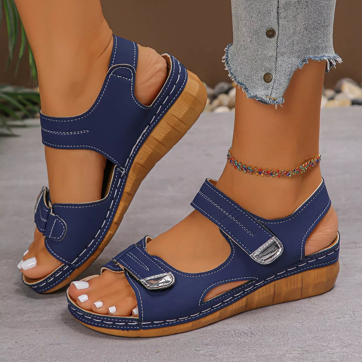 Open Toe Easy Strap Wedge Summer Sandals - Tigbul's Variety Fashion Shop