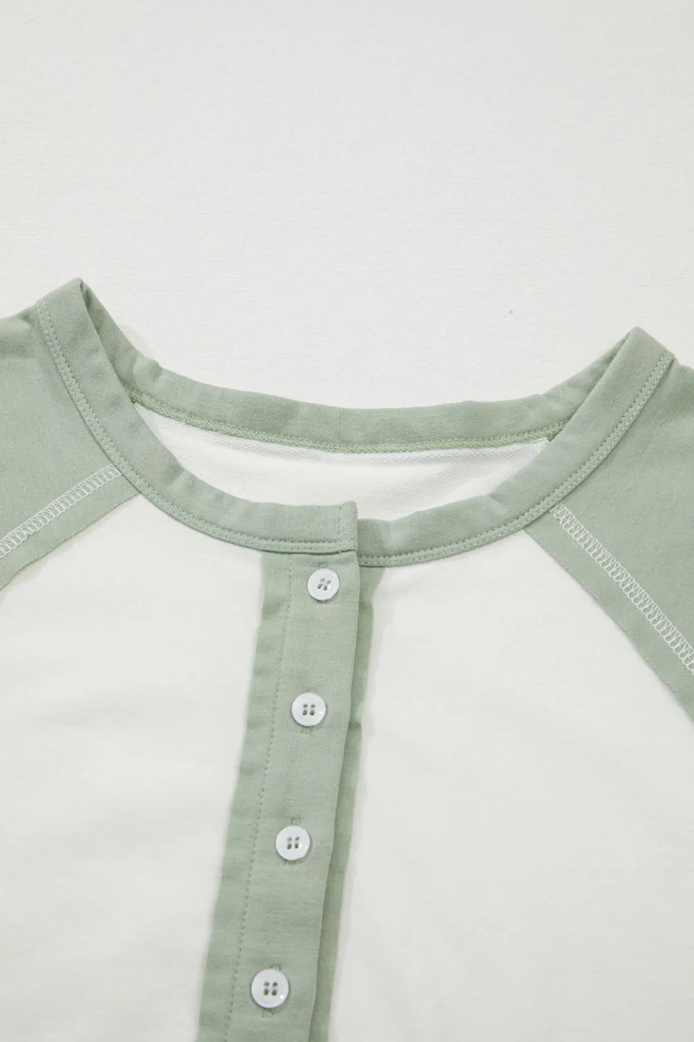 Color Block Raglan Short Sleeve Half Buttons High Low T Shirt - Tigbul's Variety Fashion Shop