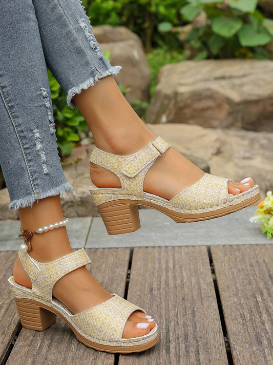 Block Heel Sandals with Ankle Strap - Tigbul's Variety Fashion Shop