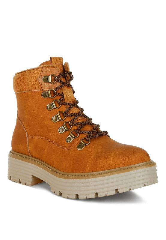 Boskoff Lace-Up Chunky Warm Ankle Boots - Tigbul's Variety Fashion Shop