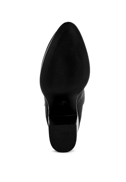 Veyara Lycra Block Heel Ankle Boots - Tigbul's Variety Fashion Shop