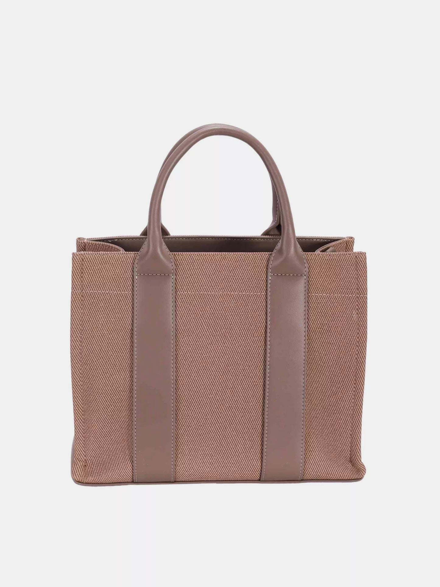 David Jones Canvas Tote Handbag with Contrast Leather Handles - Tigbul's Variety Fashion Shop