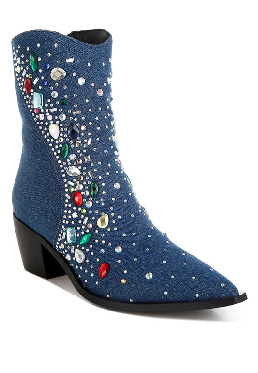 Starlit Multi Color Stones Embellished Boots - Tigbul's Variety Fashion Shop