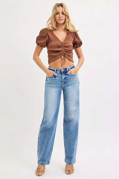 High Rise Wide Baggy Jeans - Tigbul's Variety Fashion Shop