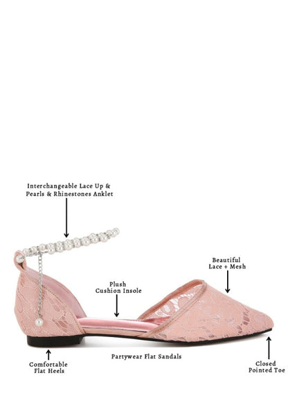 Shrami Pearl & Rhinestone Strap Flat Sandals - Tigbul's Variety Fashion Shop
