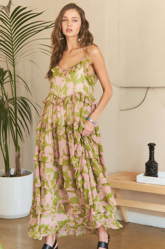 Ruffled Tiered Scoop Neck Cami Dress - Tigbul's Variety Fashion Shop