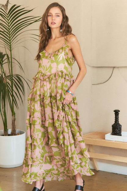Ruffled Tiered Scoop Neck Cami Dress - Tigbul's Variety Fashion Shop