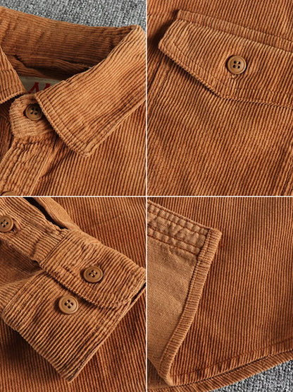 Men's Plus Size Corduroy Long Sleeve Button Up Shirt - Tigbul's Variety Fashion Shop
