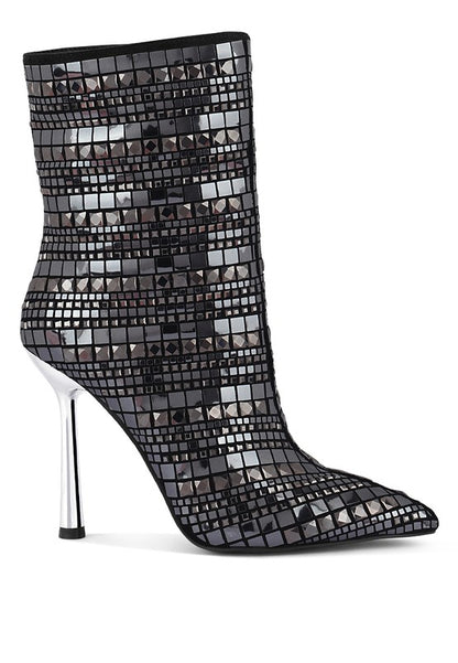 Extravagance Mirror Embellished Stiletto Boots - Tigbul's Variety Fashion Shop