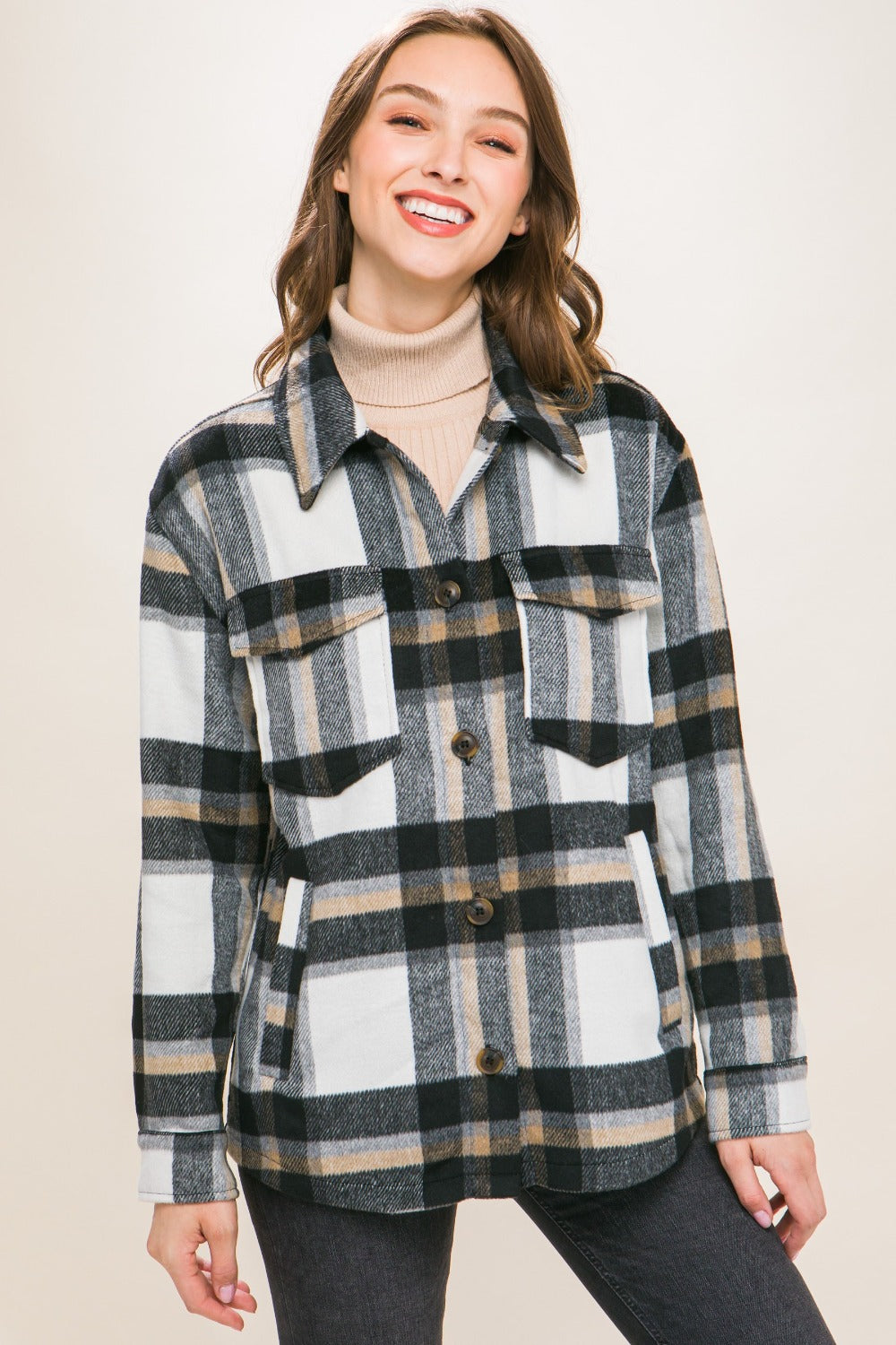 Love Tree Plaid Button Up Shacket - Tigbul's Variety Fashion Shop