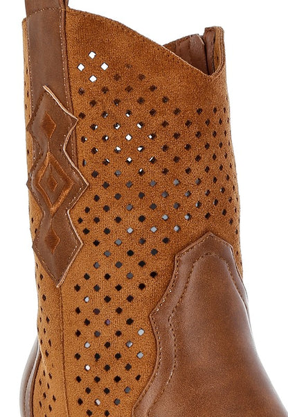 Prosia Rhinestone-Studded Cowboy Boots - Tigbul's Variety Fashion Shop