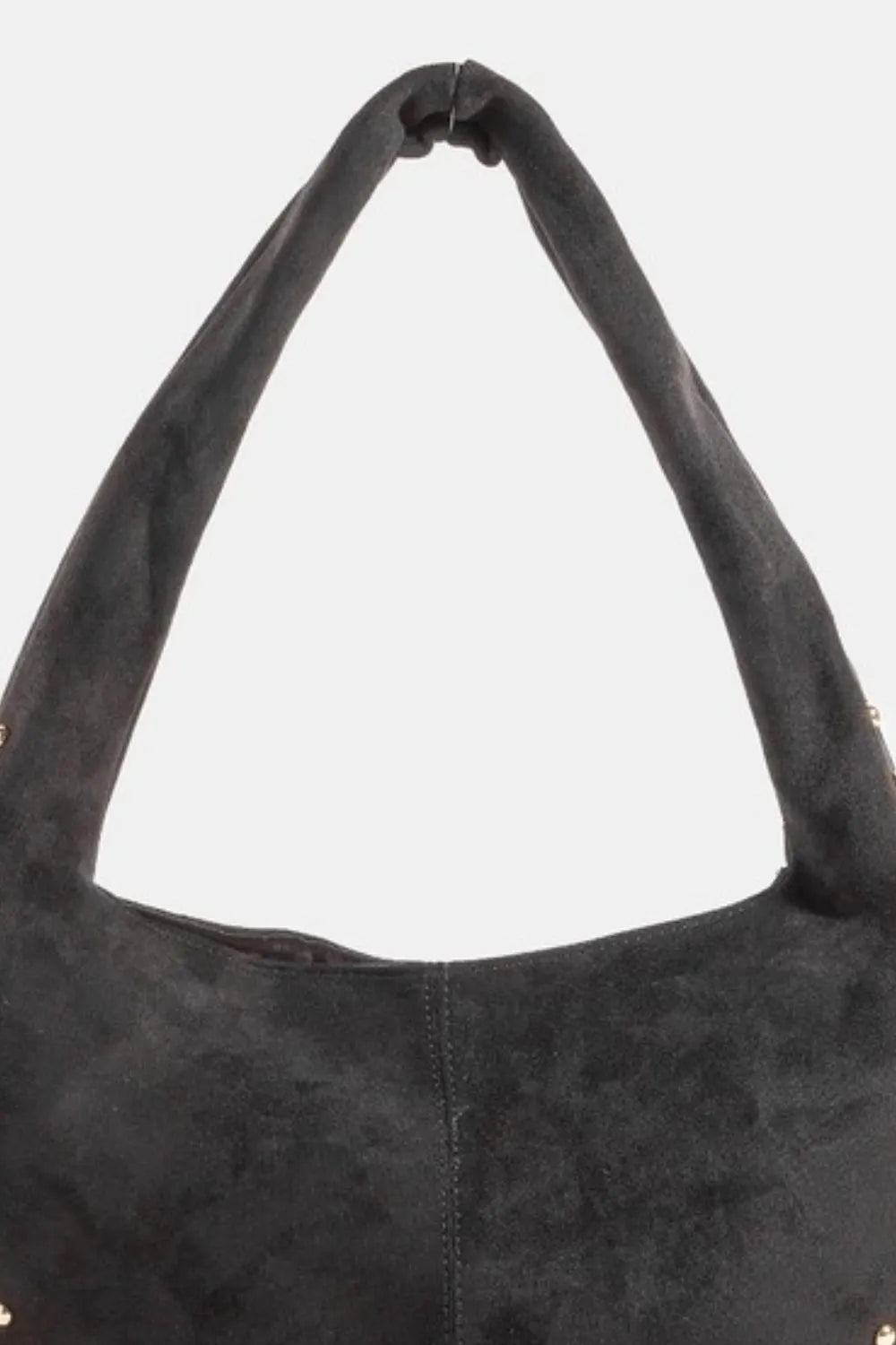 Fame Metallic Studded Faux Suede Hand Bag - Tigbul's Variety Fashion Shop