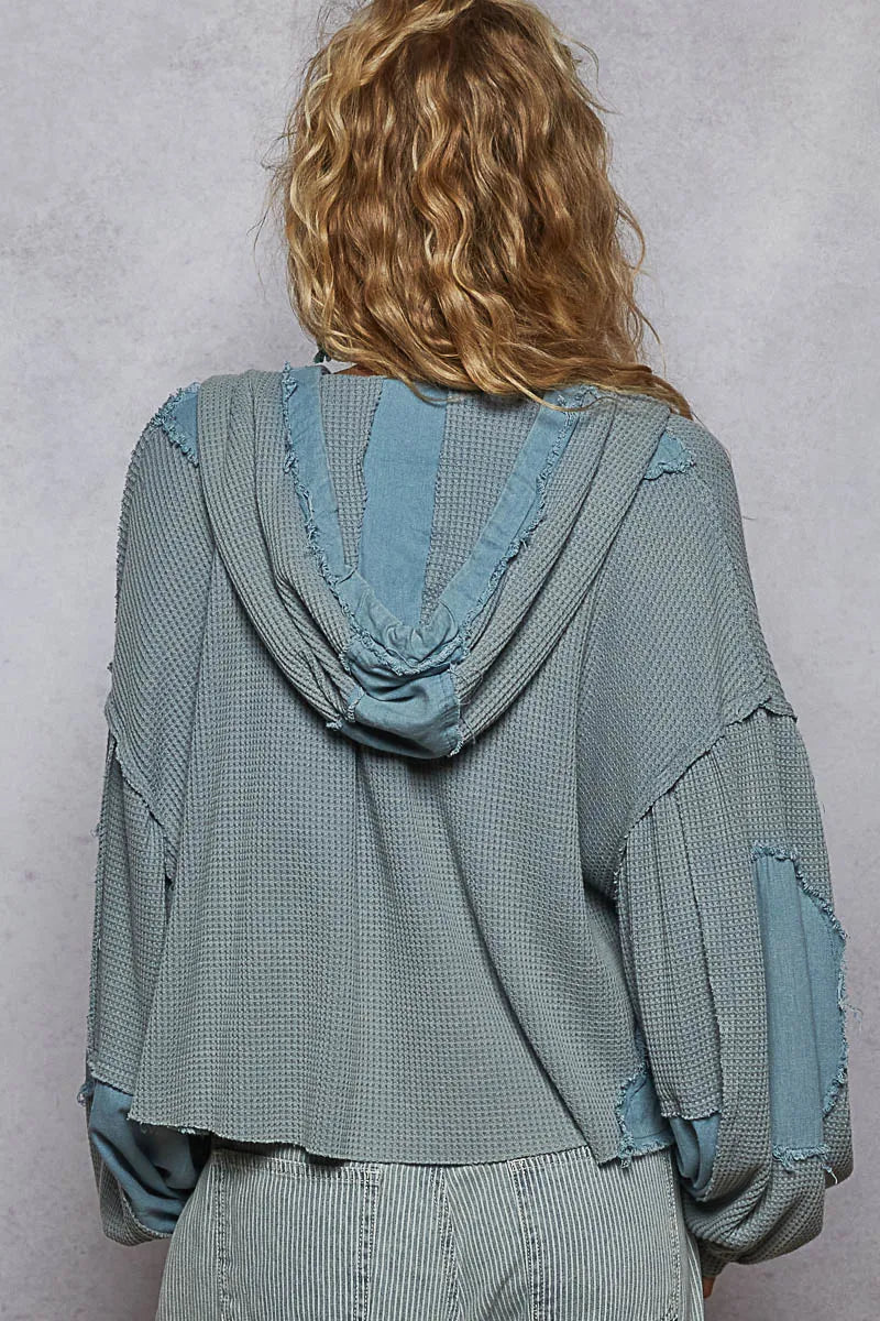 POL Contrast Cropped Jacket with Raw Edge Detail - Tigbul's Variety Fashion Shop
