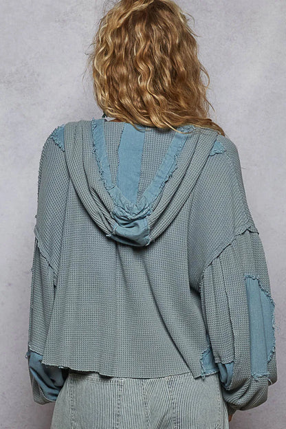 POL Contrast Cropped Jacket with Raw Edge Detail - Tigbul's Variety Fashion Shop