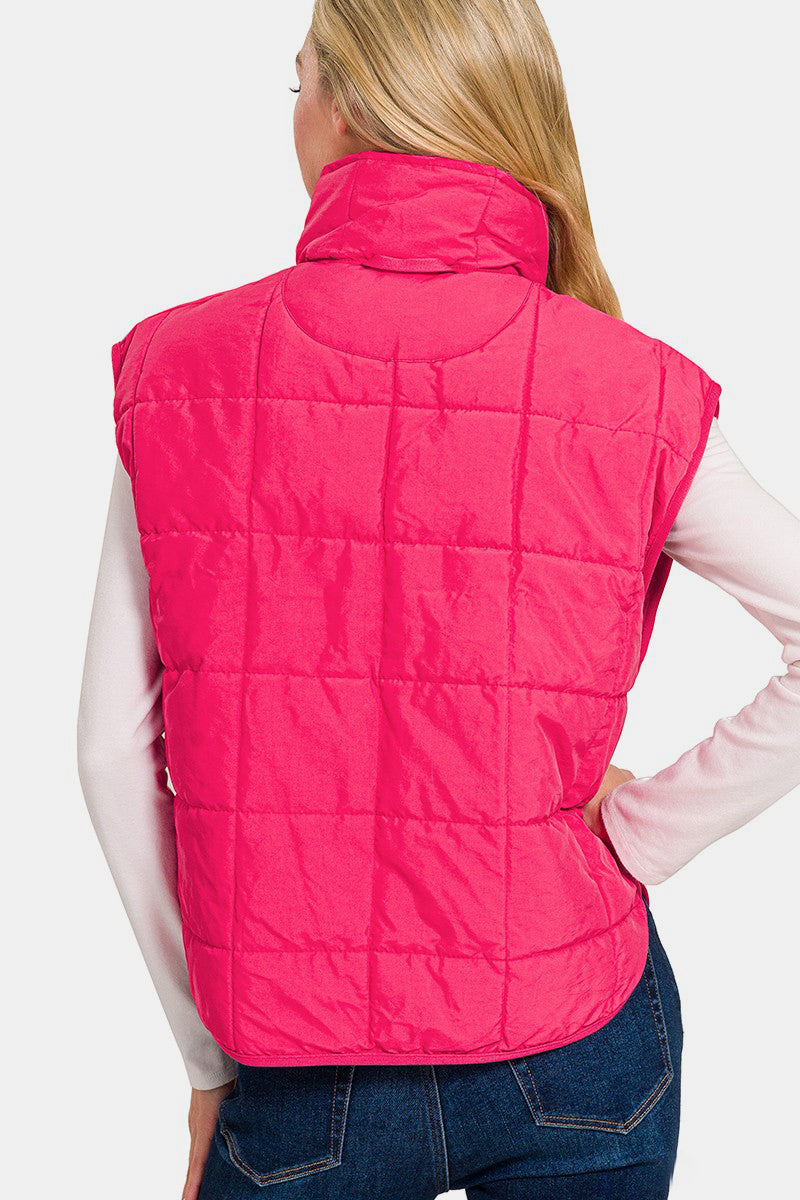 Zenana Zip Up Cropped Puffer Vest with Pockets - Tigbul's Variety Fashion Shop