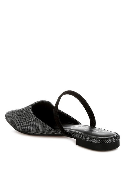 Twiggy Glitter Faux Leather Flat Mules - Tigbul's Variety Fashion Shop